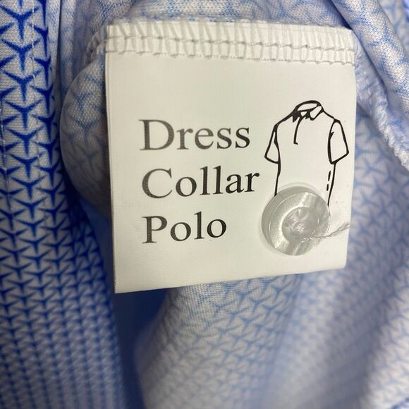 Collars & Co Polo Shirt Mens 2XL Blue White GT Turbo Golf Dress Collar Geo NWT - Picture 7 of 9
